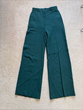 Burberry women High-Rise Wide Leg Pants in Deep Teal